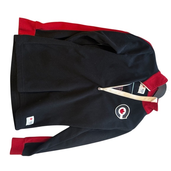 The Bay 2010 Olympic Sz. S GUC Classic Black and Red Quarter-Zip Sweatshirt - Picture 2 of 14